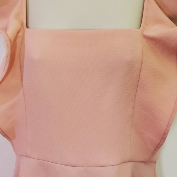 BCBG GENERATION Peach Pink Square Neck Ruffle Mini Dress, Size 6 - Picture 10 of 16